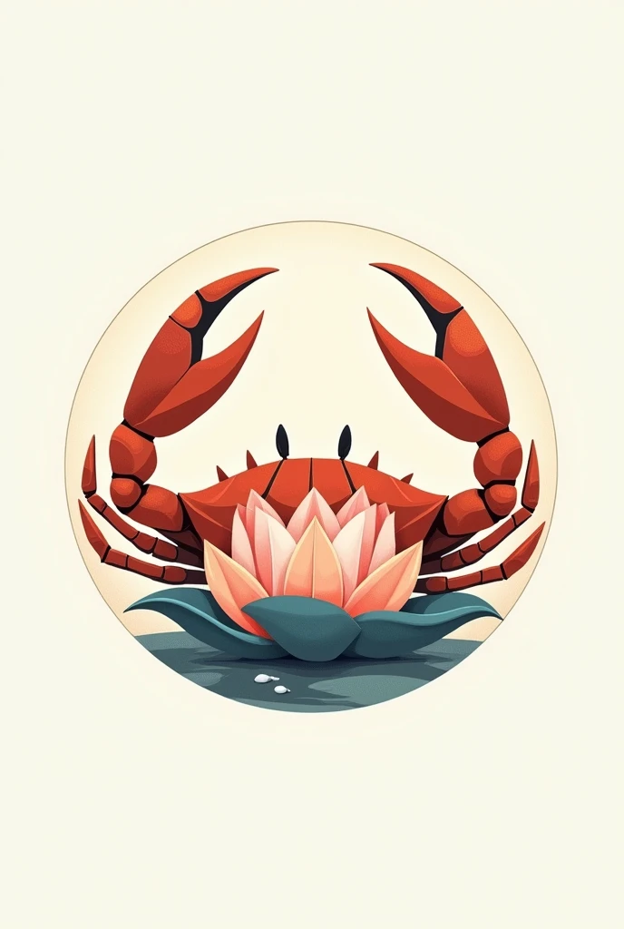 crab and lotus stylized round shape