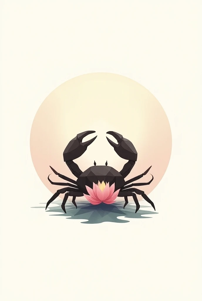 crab and lotus stylized round shape