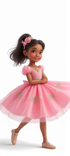  a girl, smile, fringe,  Hair ornament , With pink dark-skin princess dress