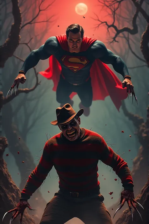 Make an image of Fred Krueger vs. Superman 