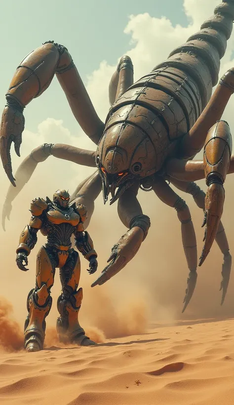 **Prompt:**

"Imagine an epic confrontation between two incredibly powerful and contrasting beings: a **giant scorpion** and a **Mercedes Transformer**. The **scorpion**, its massive, armored body covered in gleaming exoskeleton, stands menacingly in the d...