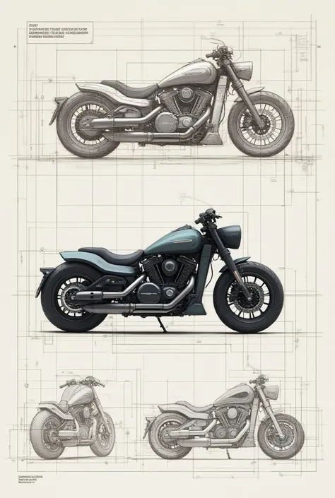 Motorcycle reference sheets. design sheets,   Architect designs her Motorcycle