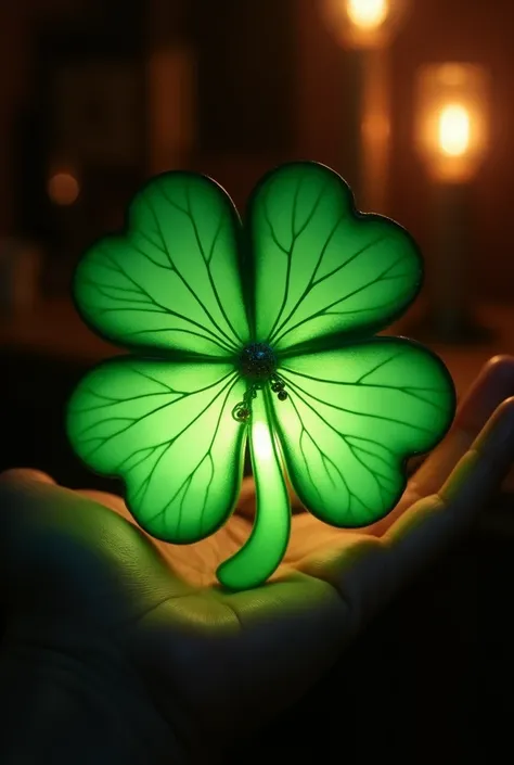 draw me a green lucky clover shaped hand lantern