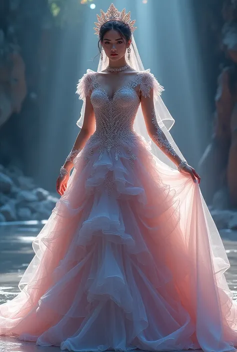 Big ball gown flaunting etheral as divine aura in world most unique beautiful colours in detailing of gown in beautiful unique design 