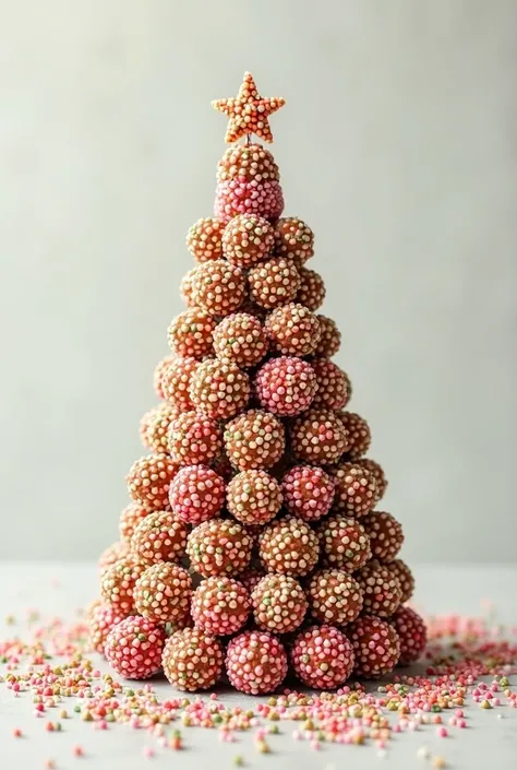 25cm Christmas tree made of brigadeiros with colorful sprinkles