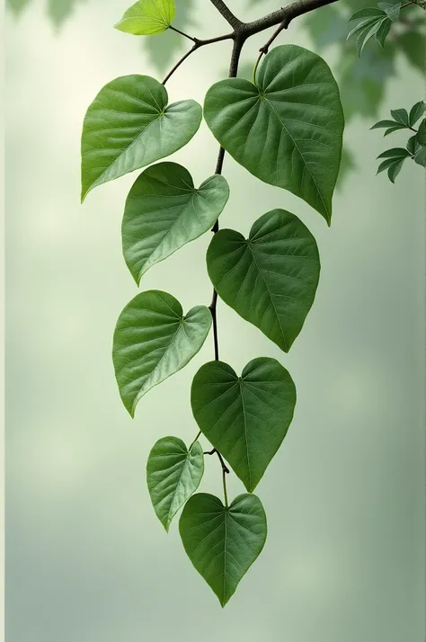 Seven peepal leaf in one branch down word