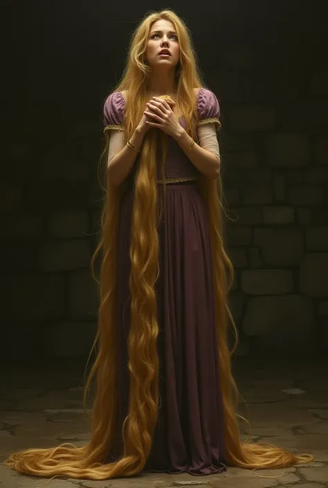 Rapunzel watching her hair fall out

