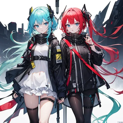  Standing in front of a white background 、Anime characters with rainbow eyes, green, and scarlet hair, from   arknights ,   Best Anime 4K Konachan Wallpaper  ,   arknights ,     Girls Frontline  style,     Girls Frontline  universe, Amazing anime 8k,  Anim...