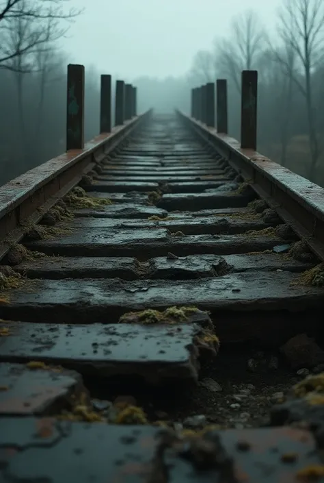 Close up bridge that is in poor condition and broken