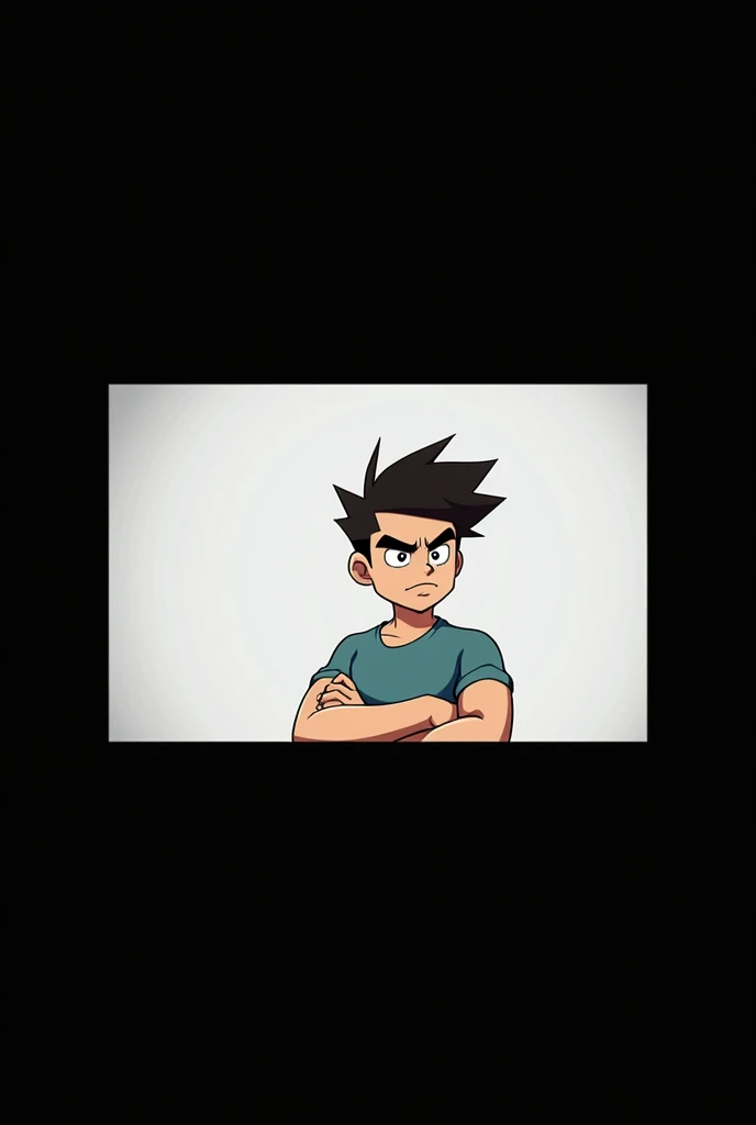 Very very Little angry and confident and fit with black background animated boy who age around 17 fit and masculine 