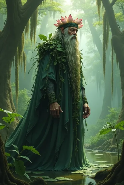 The swapm king with the crown of lotus flowers and moss beard