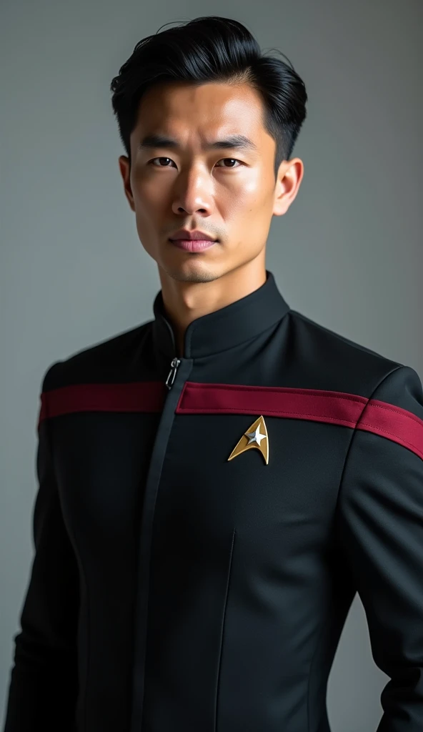  Best Portrait ，Waist shot， Starfleet Airplane Commander，Make up Beautiful ， Stylish Handsome ， Short Hair Shiny ， 35 years old Taiwanese Man 。 Handsome Face ，