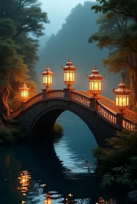 Bridge with quite luxurious lanterns 