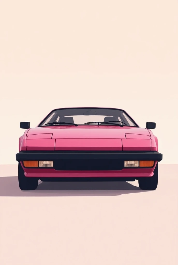 a minimalistic vector illustration of a pink classic Volvo 480, full car view, full speed --ar 2:3 --v 6.0