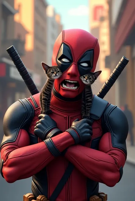 5 imagens do Deadpool fazendo mewing
