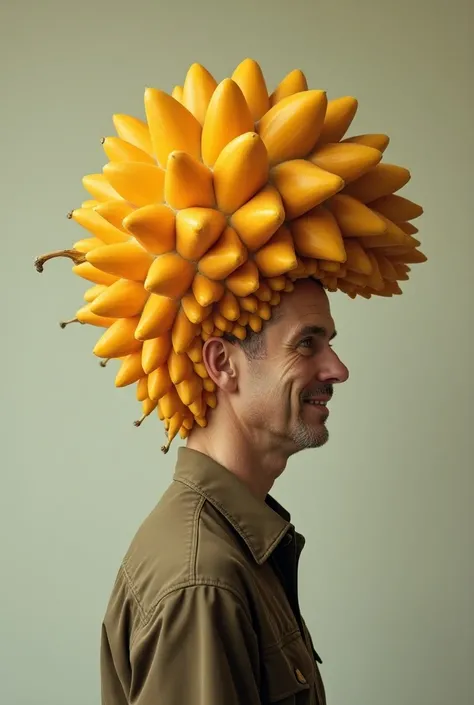 Man with a hairstyle that looks like mango sucked in his hair