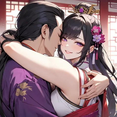 the woman of the ancient chinese empress both physically and mentally loved each other by hugging and kissing the man of the gre...