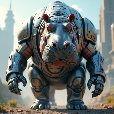 a hippo wears Ironman suite