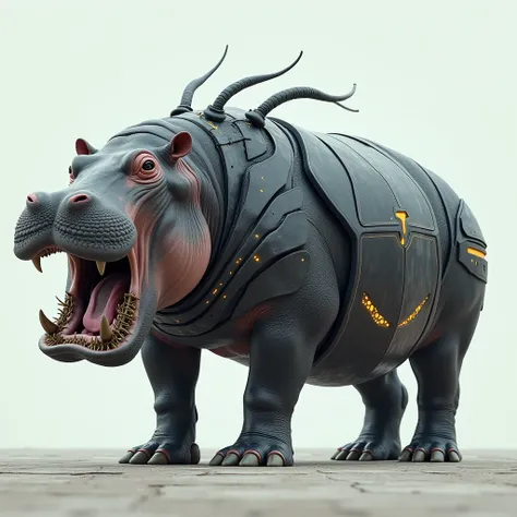 a real hippo wears with Venom costume suite