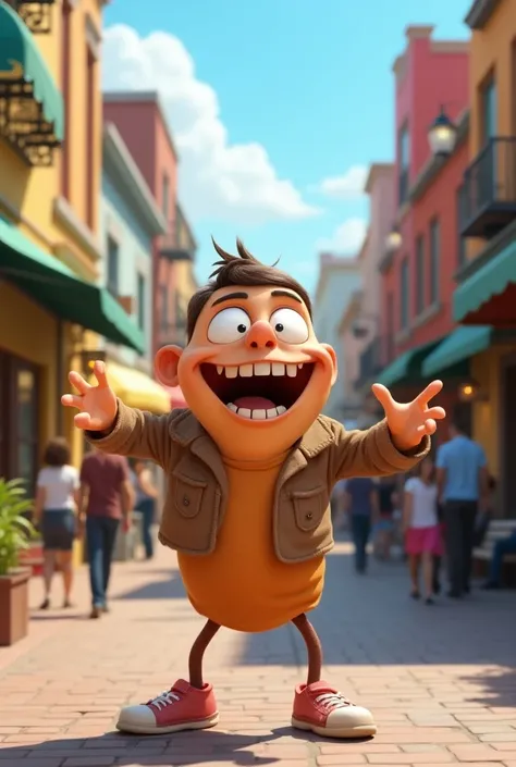 A random animated person making fun on the street like in a neighborhood