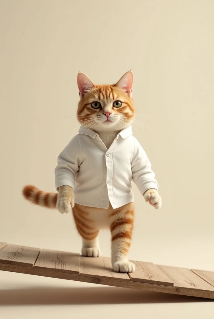 cat on ramp walk wear white shirt