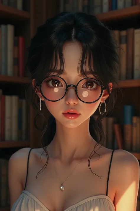 ​masterpiece、 high quality 、High-quality images、 High definition 、8 k、1 lady、more details、 Detailed eye image 、Lip gloss、shiny hair、　　　(( Favorite hair color today ))(( More disheveled hair 、I wear round glasses、real face、good posture、Monacaware、 His name ...