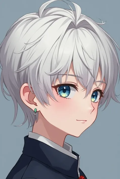 White-haired boy with blue eyes anime