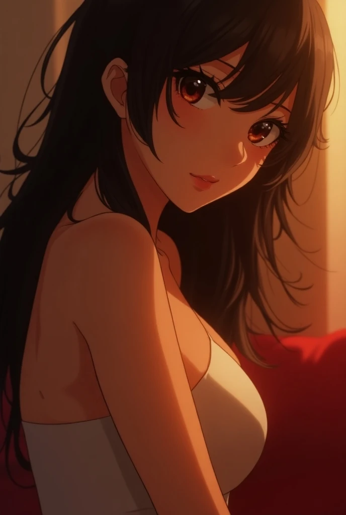 a naked woman waiting for her lover, beautiful detailed eyes, beautiful detailed lips, extremely detailed face and body, seductive expression, anime style, highly detailed, 8k, hyper realistic, photorealistic, cinematic lighting, warm color tones, dramatic...