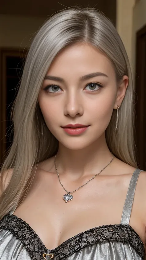  measurements,  very detailed , . The two-tailed silver-haired girl is posing lovingly..  They are wearing vintage gothic clothes ,  Wearing Bracelets , Earrings and necklaces.  is still visible. .  The photo is a close-up of the face. , With gaps, , the c...