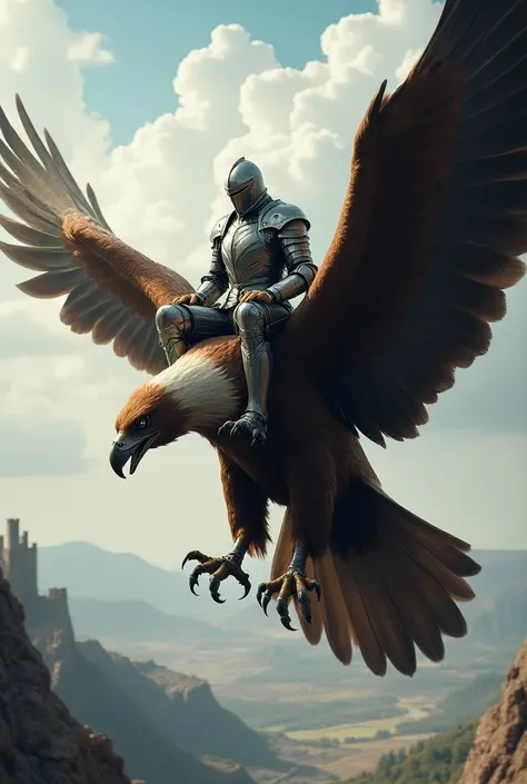 Giant Eagle, mounted by a medieval knight in armor