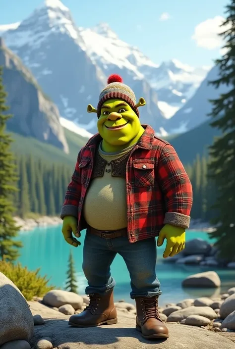 Shrek in Canada with clothes from Canada