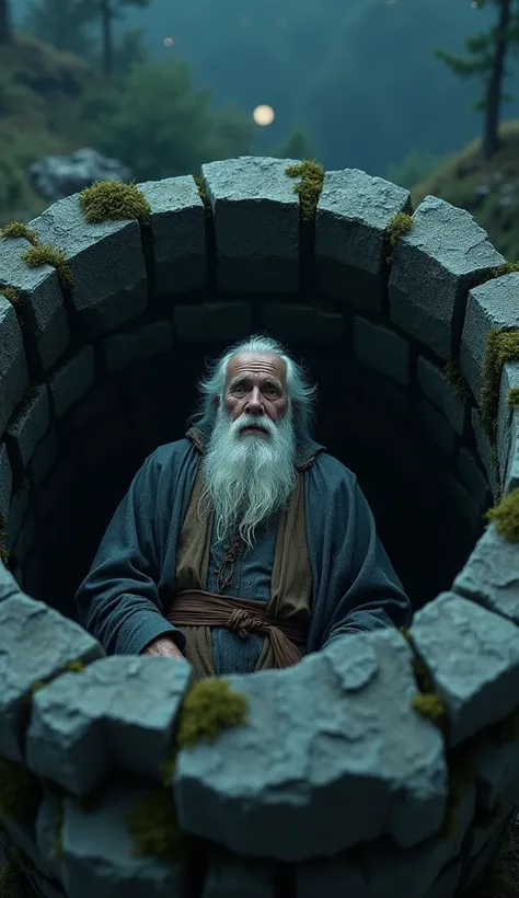 an old wise man fell into the well at night