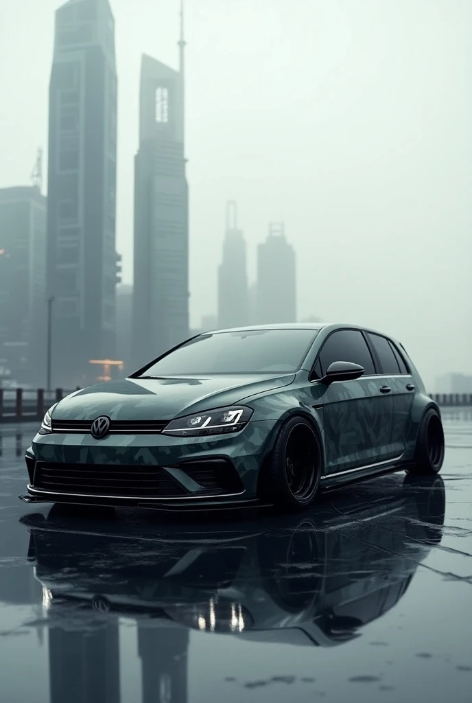 Volkswagen Golf 6 , it has a black glossy roof  ,body vinyl film color Future Military