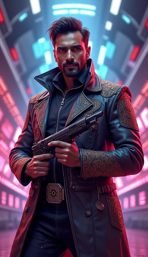 Ranveer Singh as Star-Lord
Prompt: "Illustrate Ranveer Singh as Star-Lord, with his vibrant personality shining through, wearing a futuristic space jacket with Indian-inspired details, holding futuristic blasters, humorous smirk, standing in a space statio...