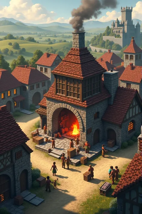 Create an image related to a mediaeval-themed Minecraft world with the name forge craft