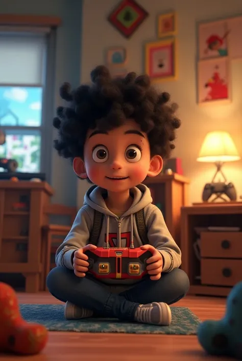 Pixar-like images a PC gamer a boy with him hair 
Curly black and what does VLADIS Gamer say on the cover 