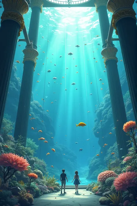 Aquarium room anime style background