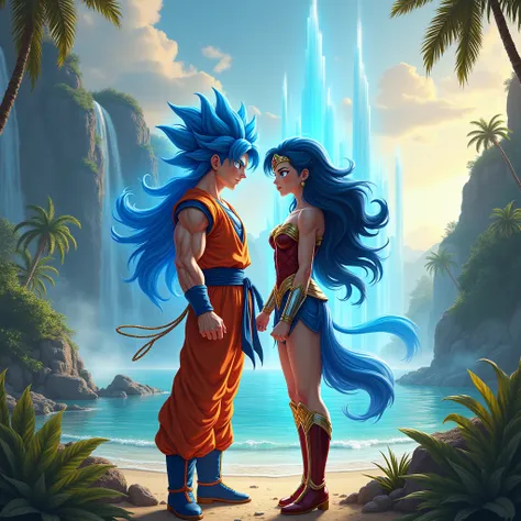 Gokus Honeymoon in Super Saiyan Blue and Wonder Woman