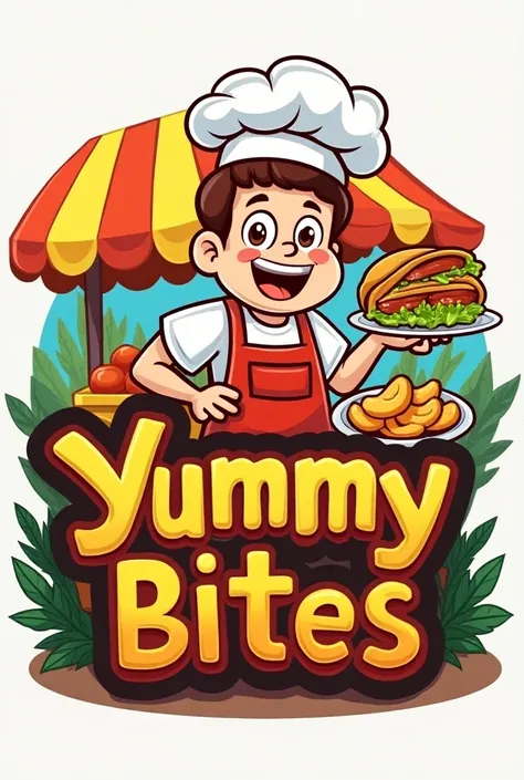 Food cart logo   yummy bites 
Food is chiken wraps 
