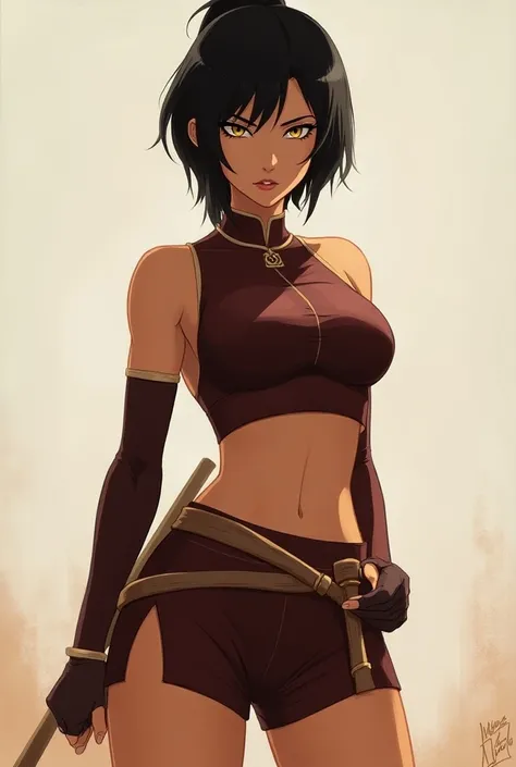 Azula, shorts curto, standing,  full body ,breasts,