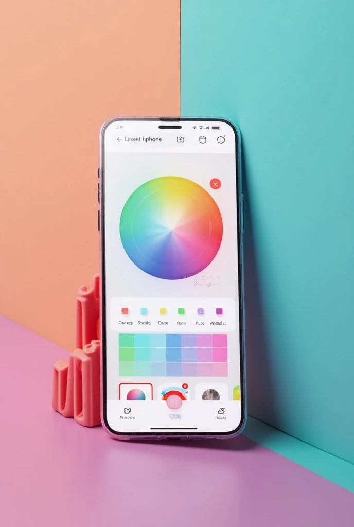 Image of an app with a color chart and other varied options that make a cell phone case change color 