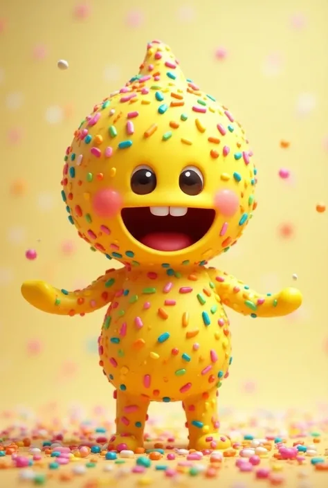 Sprinkles:

Appearance: Pale yellow with vibrant multicolored sprinkles.

Expression: Always smiling, wide eyes full of energy.

Personality: Playful and outgoing.

