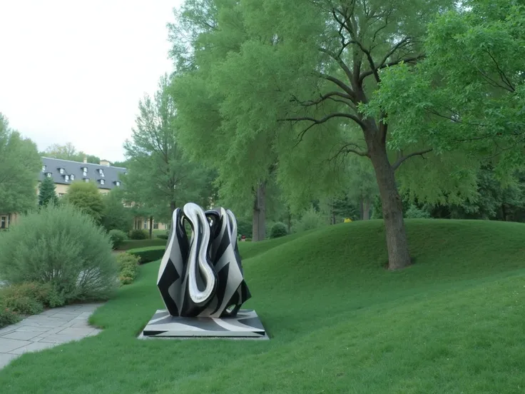 geometric sculpture on the grass