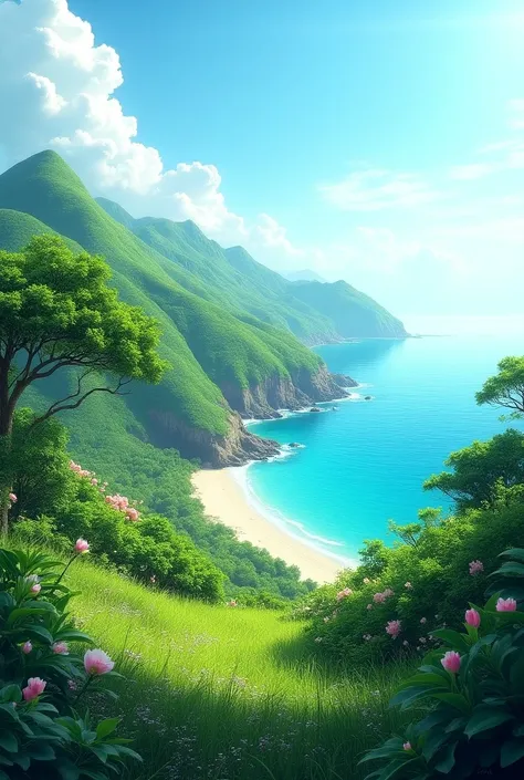 Greenery and sea for YouTube thumbnail 