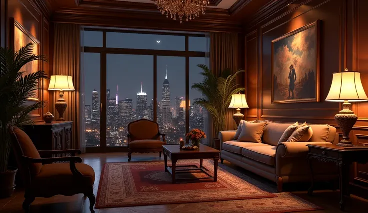  At night there is a luxurious brown living room