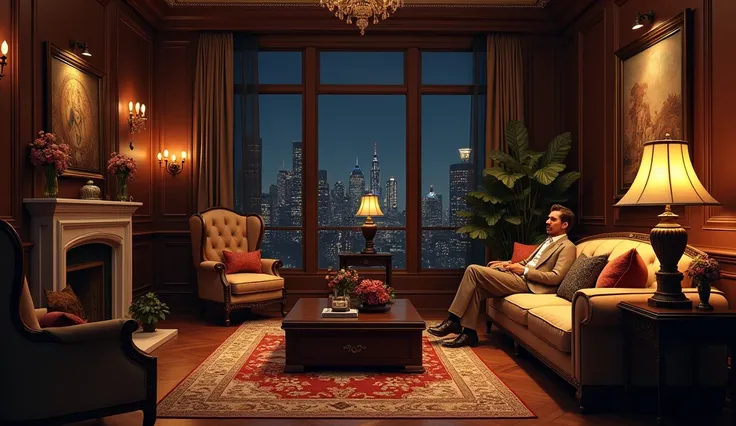  At night there is a luxurious brown living room