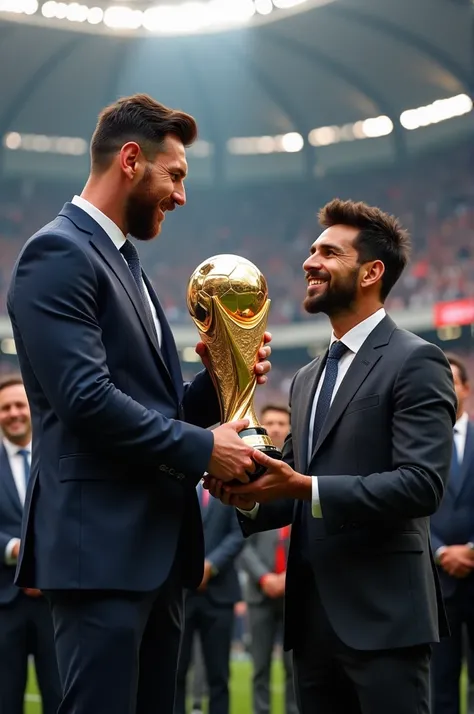 Messi presents the Golden Ball to Amin Yamal the Golden Ball at the Golden Ball 
