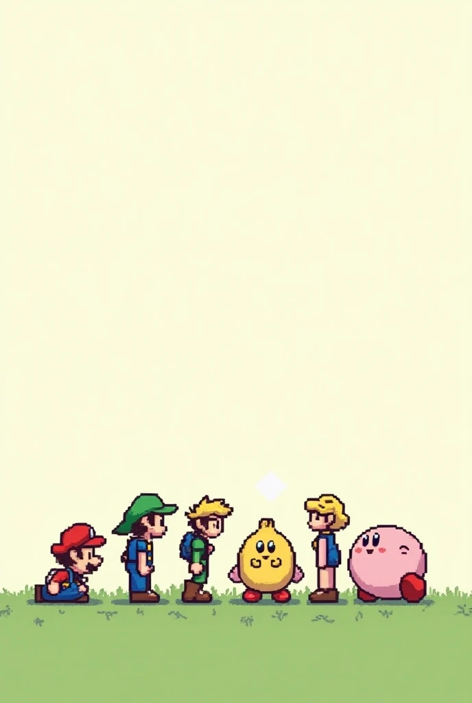  an image of Nintendo characters in 8 bits, Talking to each other  