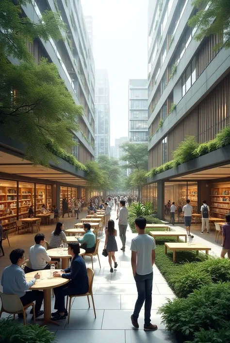 Image related to urban planning where the library and dining rooms appear 
