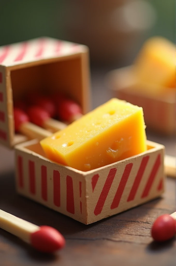 Cheese inside a matchbox